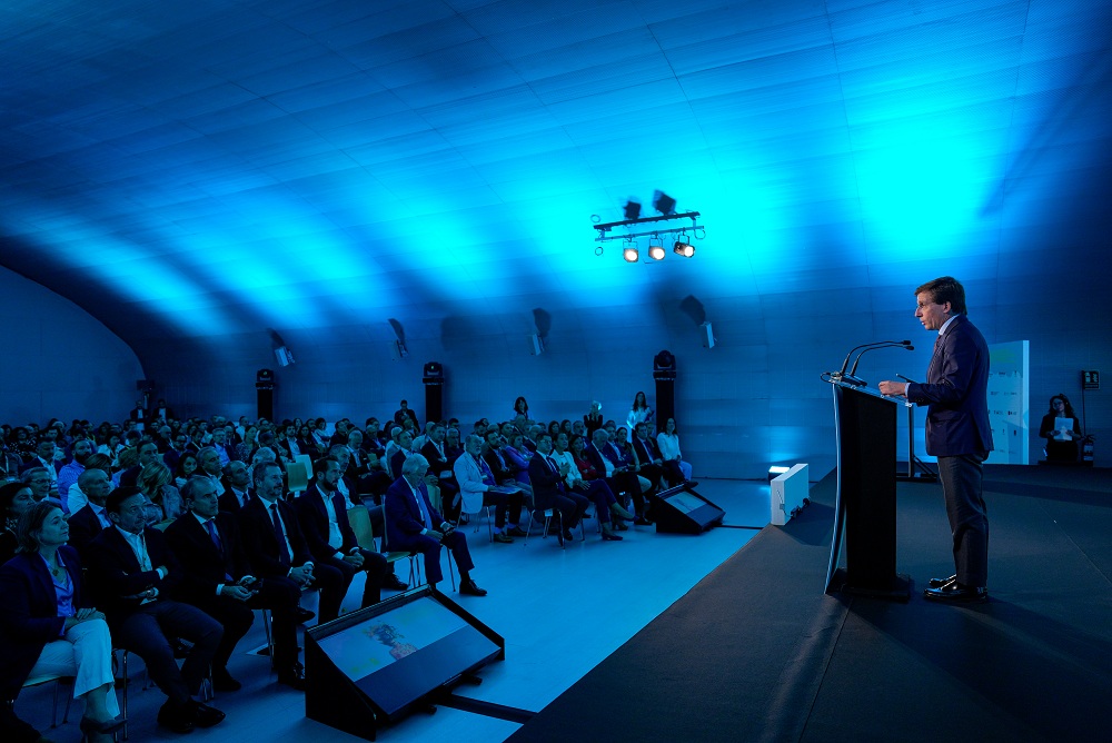 El alcalde de Madrid, José Luis Martínez-Almeida, durante la presentación del nuevo Clúster Audiovisual de Madrid