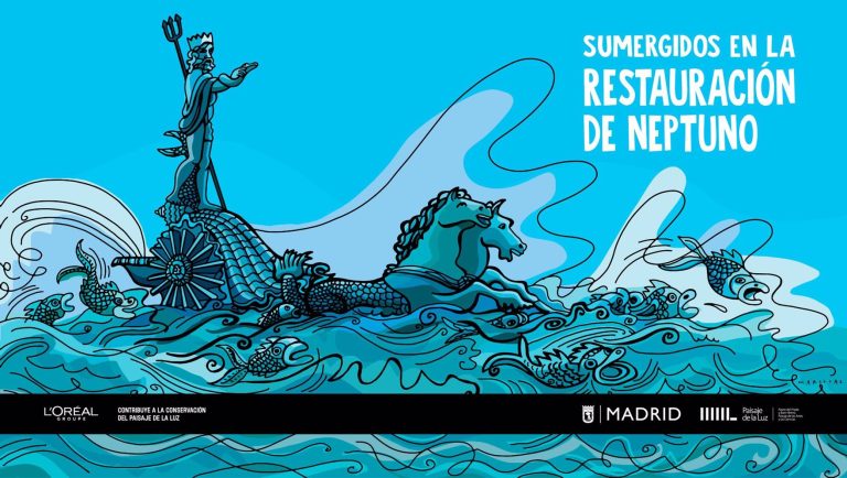 Restauración fuente Neptuno Paisaje de la Luz.